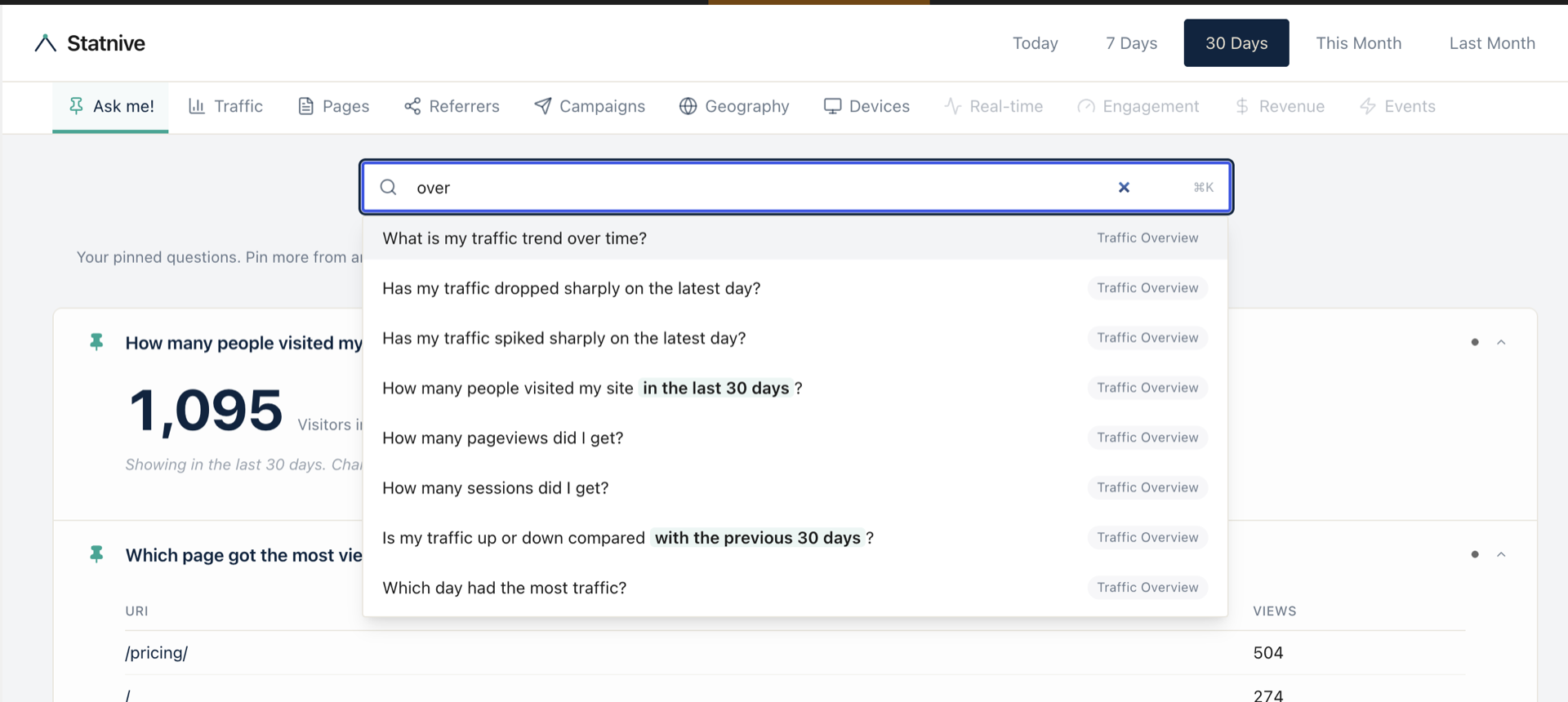 Meet Ask me!: 116 questions about your WordPress traffic, answered in seconds